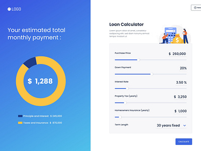 Mortgage Loan Calculator calculator design loan mortgage app ui visualdesign web design