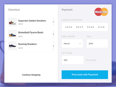 Credit Card Checkout - #dailyUI #Day002 button checkout credit card dailyui e commerce field form interface card shopping ui