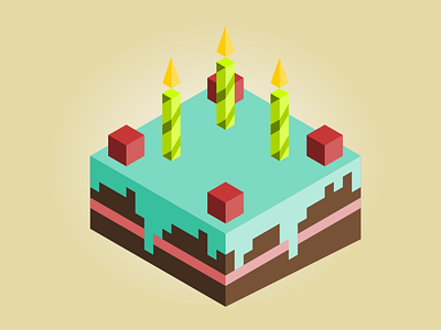 Cake cake flat color illustration isometric