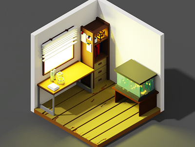 Laboratory Room illustration isometric voxel