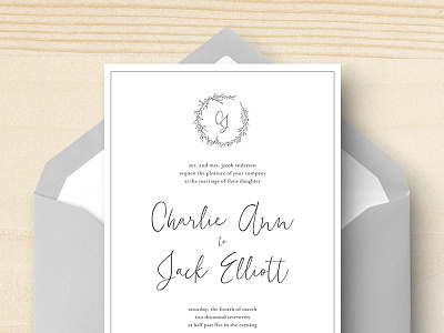Wedding Invitation black clean gray invitation minimalist neutral suite wedding white