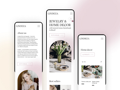 Mobile Version | Online Shop Lindeza branding creative design jewelry minimal online shop online store tilda ui ux web website design