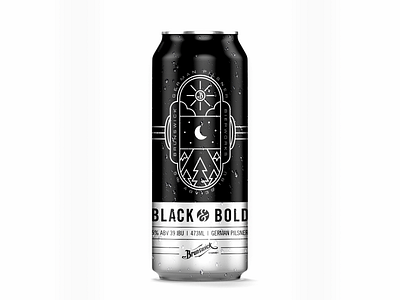 Brunswick Bierworks - Black & Bold black craft beer label mockup package design