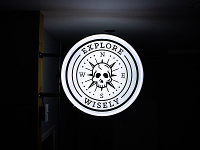 Explore Wisely adobe illustrator compass explore illustration illustrator led sign skull vector