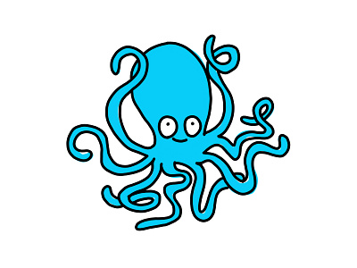 HMNIM Squiggles black blue cartoon doodle happy illustration octopus sketch