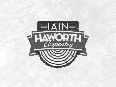 Iain Haworth Carpentry carpenter carpentry corporate identity grey log logo ribbon scroll