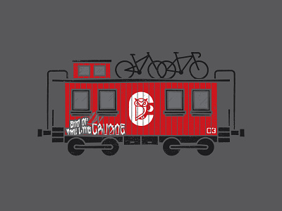 End Of The Line bicycle bike caboose crusoe design illustration illustrator mountain bike owl procreate texture train vector