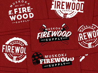 Muskoka Firewood Supply axe black burgundy crest firewood logo lumber jack muskoka red supply white wood