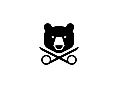 Scissor Bear barber bear black bear illustration logo scissors symbol vector