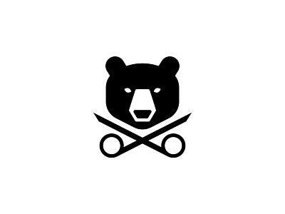 Scissor Bear barber bear black bear illustration logo scissors symbol vector