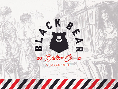 Black Bear Barber Co. barber bear black bear branding illustration logo vector