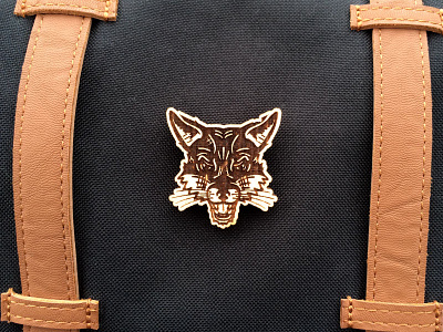 Fox Brooch animal brooch drawing engraved fox illustration laser engraved pin wood