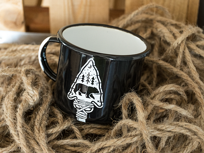 The Great Black Bear Mug arrow arrowhead bear emalco enamel mug mug trees