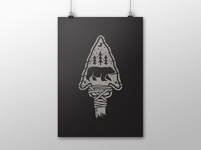 The Great Black Bear Screen Print arrow arrowhead bear black bear camping nature woods