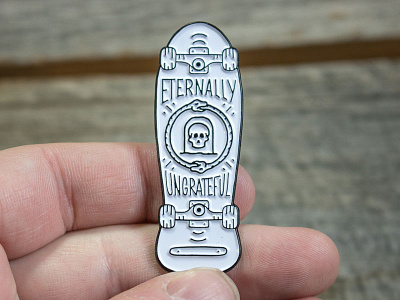 Eternally Ungrateful Enamel Pin illustration skateboard skull snake