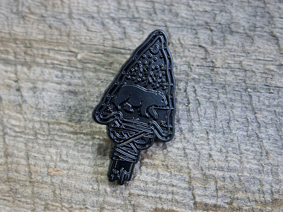 The Great Black Bear - Black on Black arrowhead bear enamel pin lapel pin pin