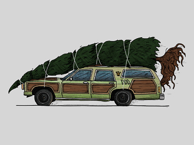 Christmas Vacation car christmas illustration tree