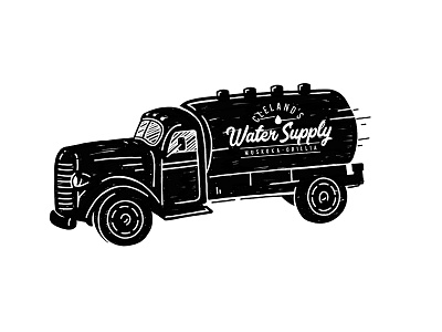 Cleland's Truck Illustration blackandwhite illustration procreate truck