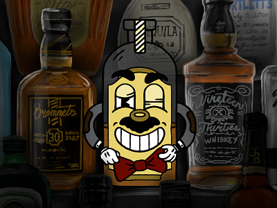 Mr.Liquor 1930s bottle liquor procreate sketch