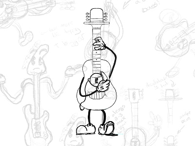 Guitar Sketch 1930s guitar illustration sketch