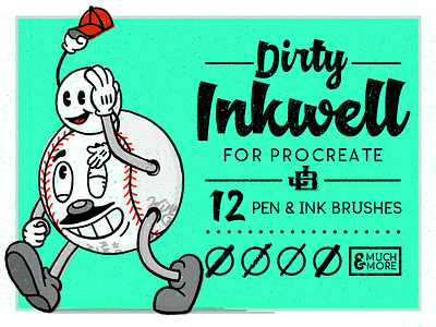 Dirty Inkwell Procreate Brushes 1930s baseball brush brushes cartoon character procreate