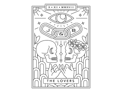 Dribbble Thelovers illustration invite monoline skull wedding