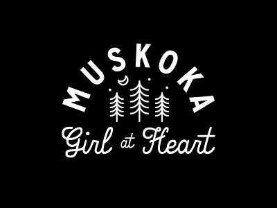 Muskoka Girl At Heart logo moon t shirt trees typography