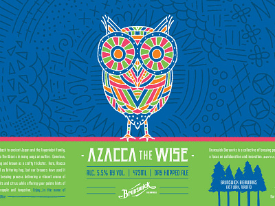 Brunswick Bierworks - Azacca The Wise beer beer label illustration label owl