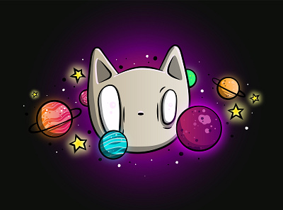 Cat in Space adobe illustrator cat cats childrens illustration design illustraion planets sitcker space stickerart vectorillustration