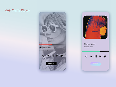 DailyUI 009 daily 100 challenge dailyui dailyui009 design francoise hardy french music player typography