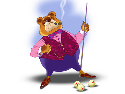 Billiard player bear bear billiard funny icon player sport