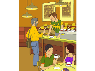 In the cafe. Illustration for an application "Room"