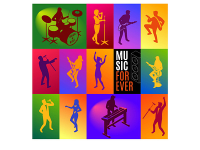 Music Forever Concept Poster with musicians, singers, fans