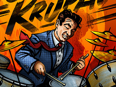 Gene Krupa! big band drummer editorial jazz portrait