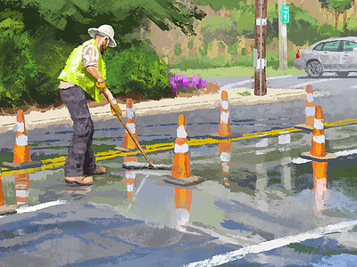 Road Work concept art digital painting editorial environment illustration