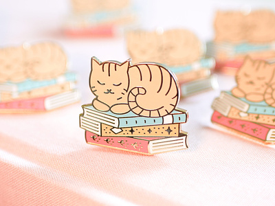 Book Kitty Enamel Pin accessories book books cat design enamel pin illustration kitty pin
