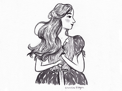 Princess and Sword drawing illustration ink iwd2016