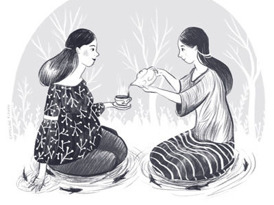 Tea Illustration drawing illustration national tea day print tea women