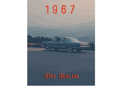 1967 Ford Fairlane Poster (My Dad's first car) 1960s 1967 christmas gift classic car design fairlane ford graphic design