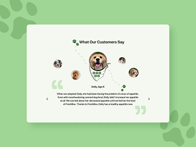 UI challenge #05 Testimonials customers cute design dog dog food footprint graphic design illustration testimonials ui