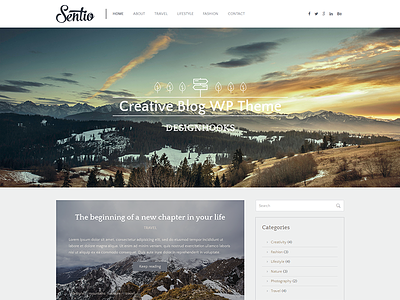 Freebie: Sentio - creative blog WordPress theme