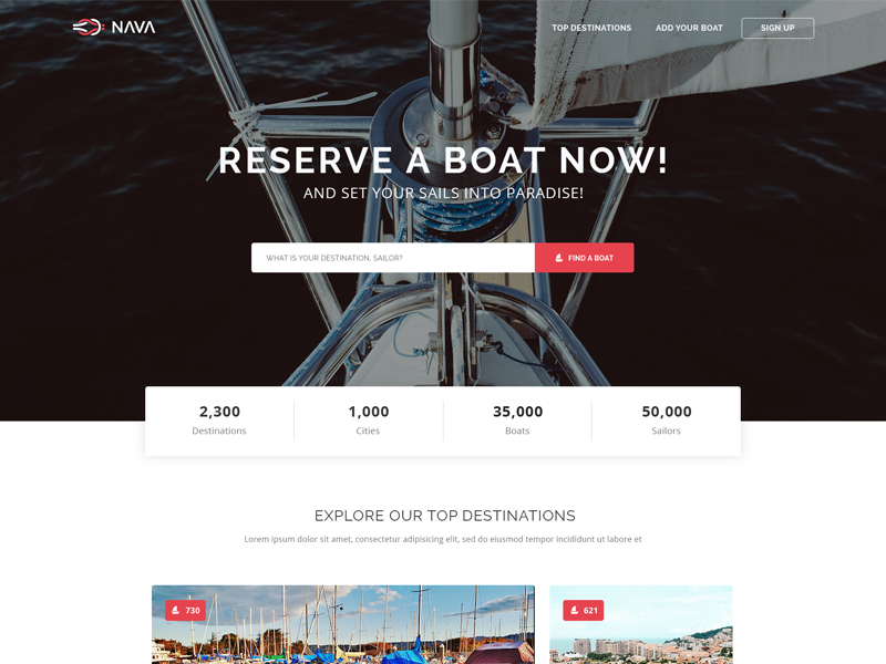 Nava free HTML template design website ship boat responsive modern clean theme template html freebie free