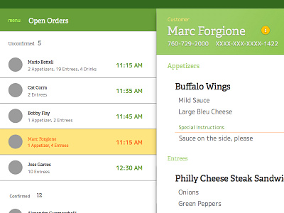 Material Design Takeout Orders
