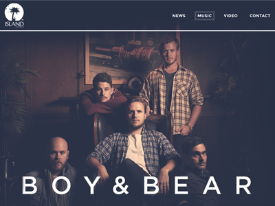 Boy Bear concept for Island Records Australia boy bear concept island records web design