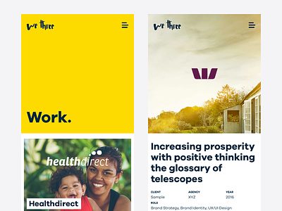 We Three portfolio case study creative portfolio web web design website yellow