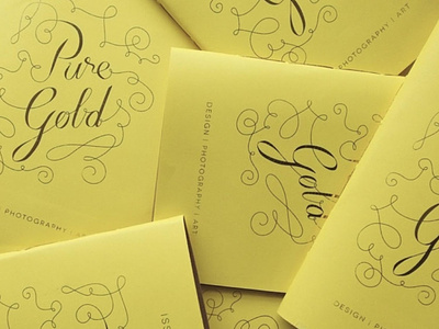 Pure Gold magazine design gold foil graphic design lettering