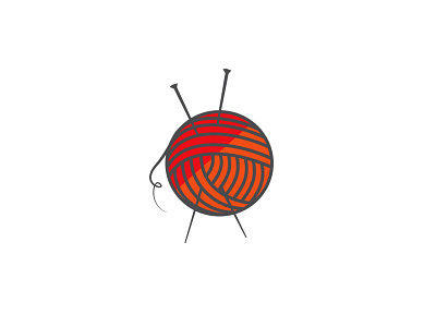 Wool branding bright concept craft design flat knitting logo orange vector wool