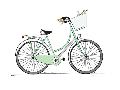 Bicycle bicycle bike cute drawing flowers fun green illustration pastel vector