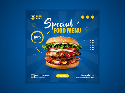Special food menu and restaurant social media banner