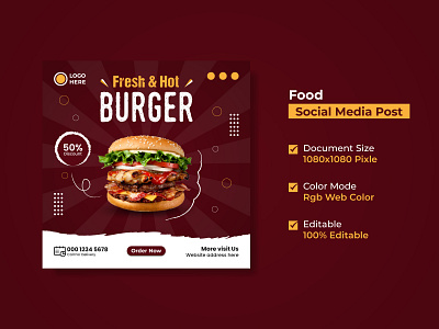 Food Social Media Post Templates I Social Media Banner